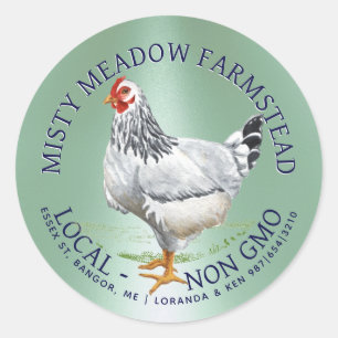 Pegatina Redonda Acuarela de gama libre Hens Green Egg Carton
