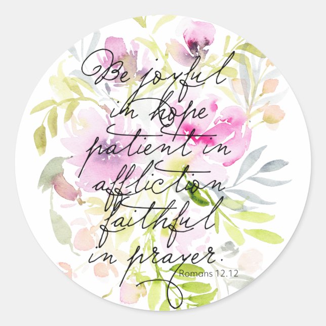 Pegatina Redonda Acuarela de guiones | Romanos 12 (Anverso)