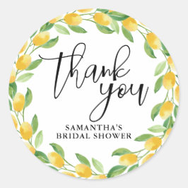 Pegatina Redonda Acuarela de limón cítrico