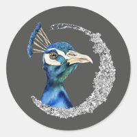 Acuarela de pavo real con Purpurina falso plateado