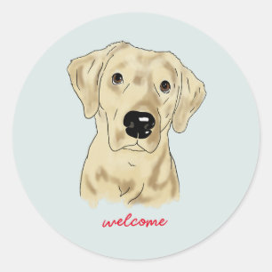 Pegatina Redonda acuarela de Yellow Lab