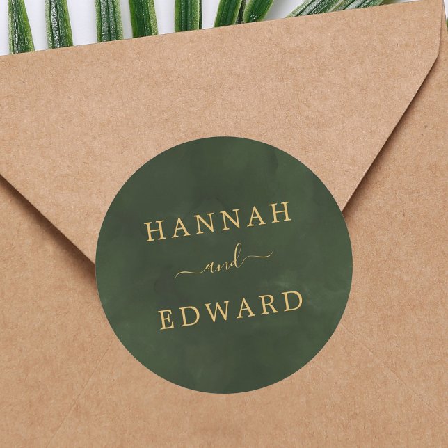 Pegatina Redonda Acuarela dorada y verde (Subido por el creador)