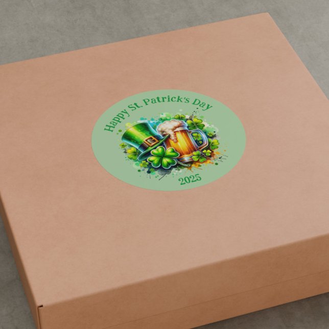 Pegatina Redonda Acuarela Feliz Día de San Patricio accesorio Fiest (Subido por el creador)