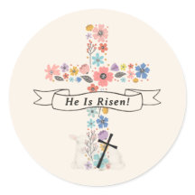 Acuarela Floral Cruz Él Ha Resucitado Pascua
