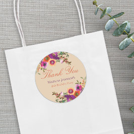 Pegatina Redonda Acuarela Floral Fall Cumpleaños Gracias