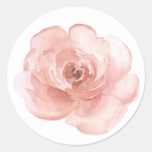 Pegatina Redonda Acuarela floral rosa elegante bonita