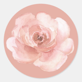 Pegatina Redonda Acuarela floral rosa elegante femenina