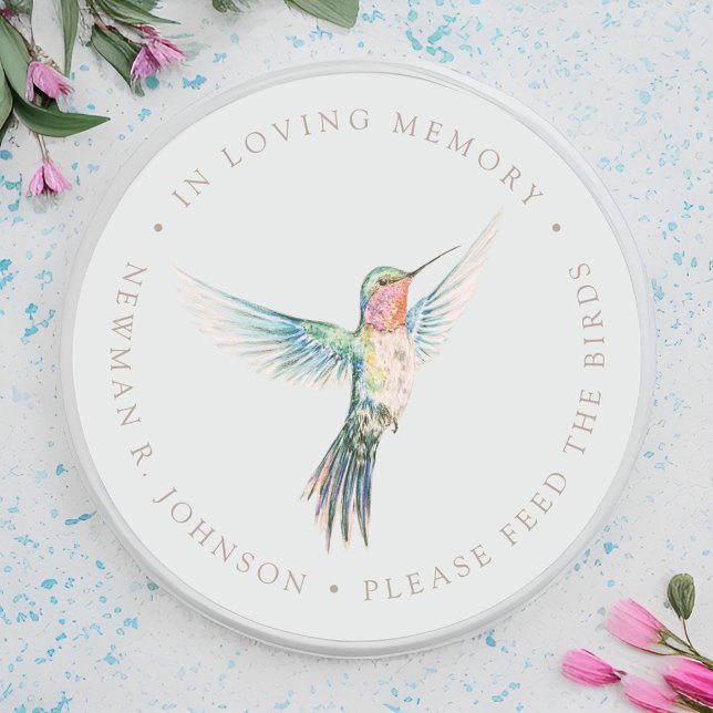 Pegatina Redonda Acuarela Hummingbird Funeral Memorial (Subido por el creador)