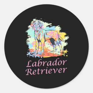 Pegatina Redonda Acuarela Labrador Recuperador