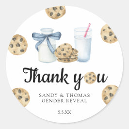 Pegatina Redonda Acuarela Leche y galletas Gracias revelación de gé