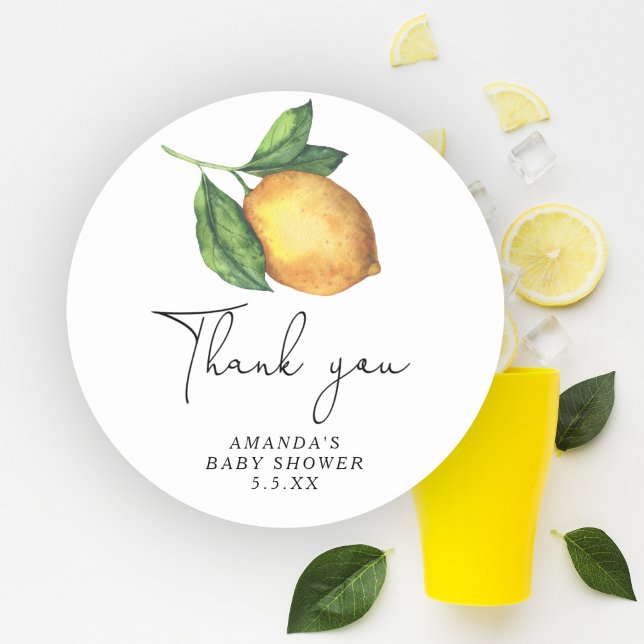 Pegatina Redonda Acuarela limón gracias  (Subido por el creador)