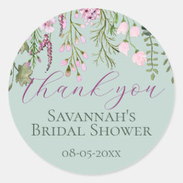 Pegatina Redonda Acuarela Meadow Flores salvajes Florales Gracias