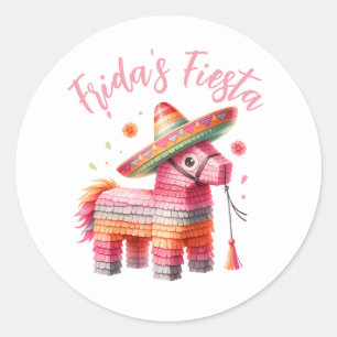 Pegatina Redonda Acuarela mexicana Piñata Sombrero