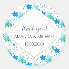 Pegatina Redonda Acuarela moderna Boho Iris Blue Resumen