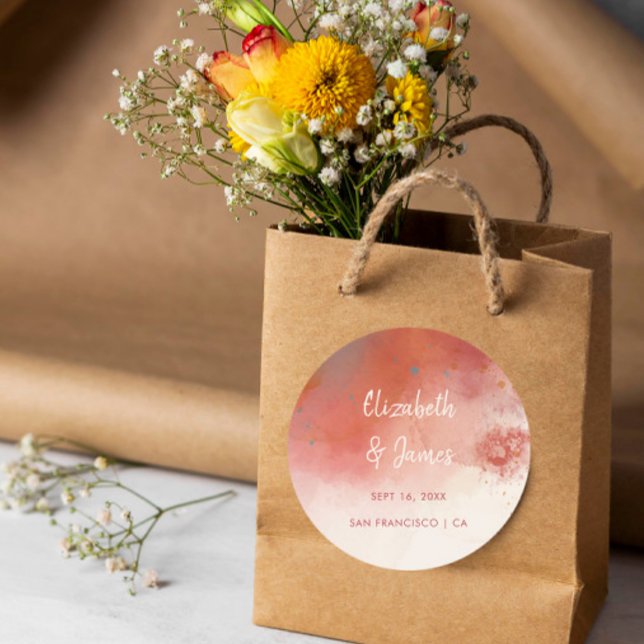 Pegatina Redonda Acuarela moderna Terracotta Desert Boho Boda (Subido por el creador)