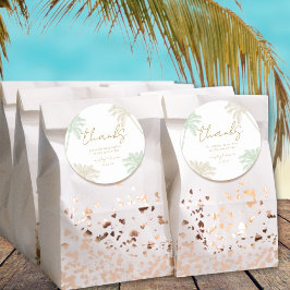 Pegatina Redonda Acuarela Palm Boho Boda Gracias