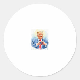 Pegatina Redonda Acuarela Patriótica Trump Corazón Manos 