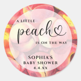 Pegatina Redonda Acuarela Peachcita está en camino baby shower