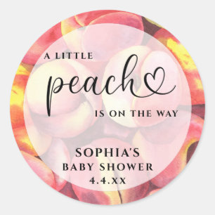 Pegatina Redonda Acuarela Peachcita está en camino baby shower