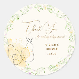 Pegatina Redonda Acuarela Pear Floral Garden Gracias