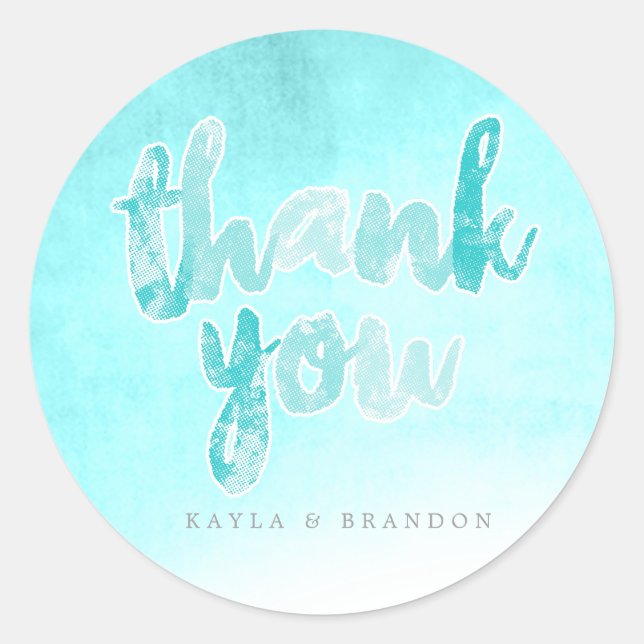 Pegatina Redonda Acuarela - Pegatinas de boda - Verde azulado | BOD (Anverso)