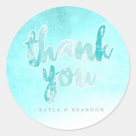 Pegatina Redonda Acuarela - Pegatinas de boda - Verde azulado | BOD