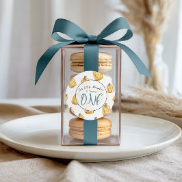 Pegatina Redonda Acuarela pequeño calabacín azul cumpleaños otoño