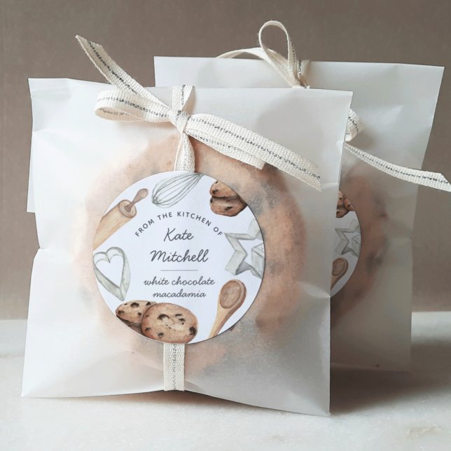 Pegatina Redonda Acuarela personalizada de cocción de cookies (Subido por el creador)