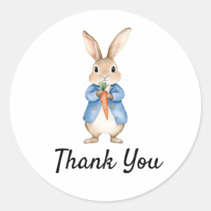 Pegatina Redonda Acuarela Peter Rabbit Gracias Baby Shower