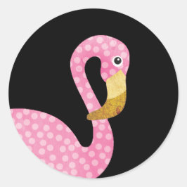 Pegatina Redonda Acuarela Pink Polka Dot Flamingo