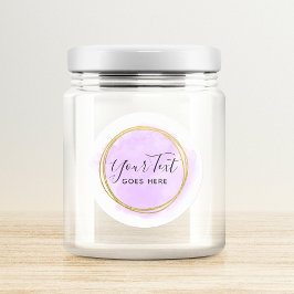 Pegatina Redonda Acuarela púrpura y Moda geométrica de oro moderna