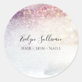 Pegatina Redonda acuarela purpurina púrpura