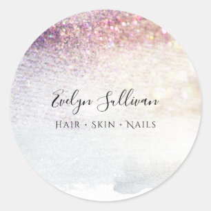 Pegatina Redonda acuarela purpurina púrpura