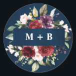 Pegatina Redonda Acuarela Romántica Rojo Burdeos Azul Marino Floral<br><div class="desc">Elegantes y modernas invitaciones de boda románticas con sellos de sobre de acuarela floral que presentan un ramo de rosas de burdeos / marsala, rosa sonrojado, azul marino púrpura, rosas de acuarela de durazno con follaje a juego. Perfecto para una boda de otoño / mediados de verano. Por favor, busque...</div>