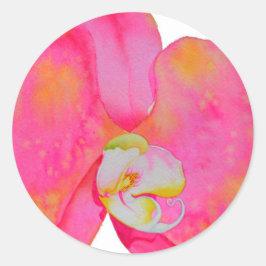Pegatina Redonda acuarela rosa Pintura de orquídeas