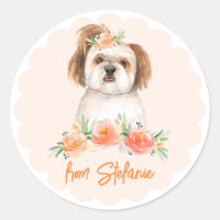 Acuarela Shih Tzu Peach Floral Dog Cumpleaños