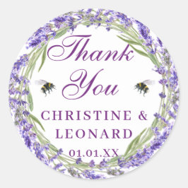Pegatina Redonda Acuarela Simple Elegante Boda Gracias