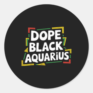 Pegatina Redonda Acuario Afro Americano de Drogas Melanina A