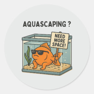 Pegatina Redonda Acuario divertido – Humor de acuario