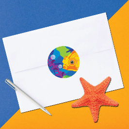 Pegatina Redonda Acuario Fun Goldfish