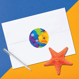 Pegatina Redonda Acuario Fun Goldfish