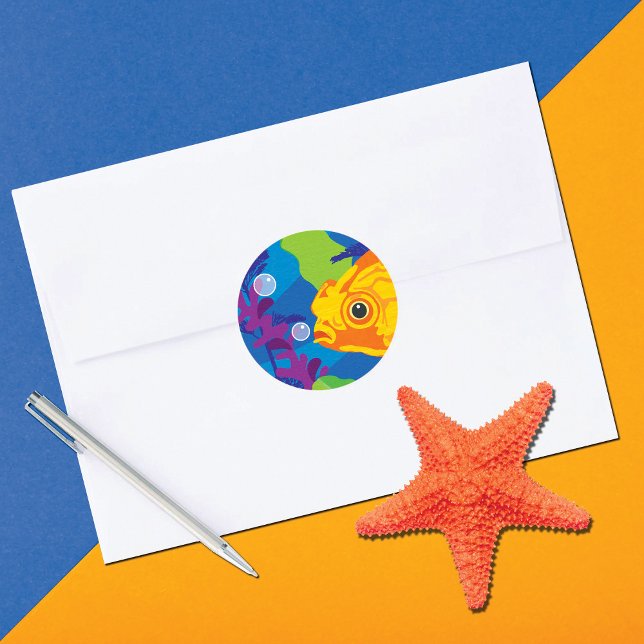 Pegatina Redonda Acuario Fun Goldfish (Subido por el creador)