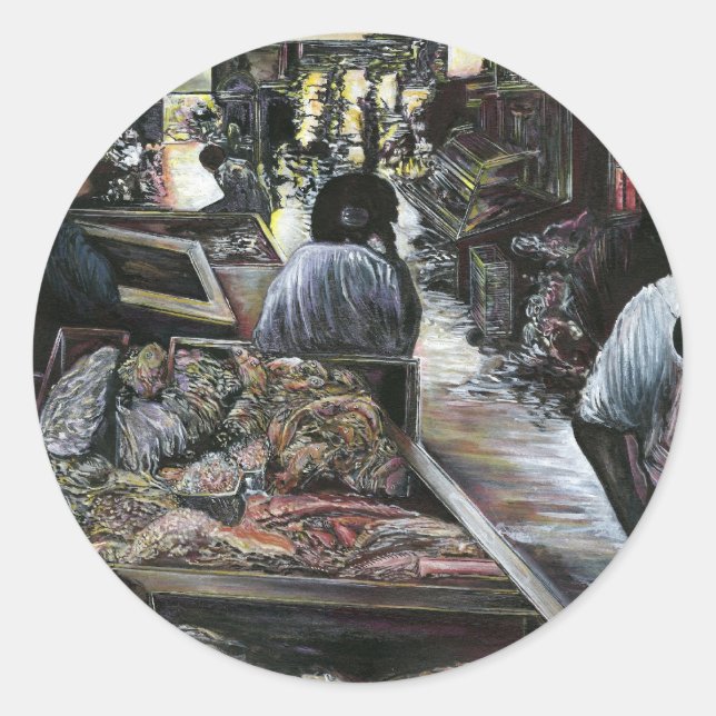 Pegatina Redonda Acuático, pero besado con viento del desierto, Jer (Anverso)