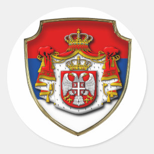 Pegatina Redonda AD 002 - Escudo medieval serbio Serbia