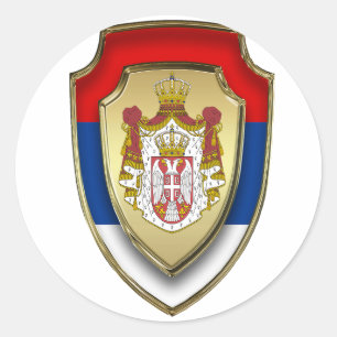 Pegatina Redonda AD 003 - Escudo medieval serbio Serbia 