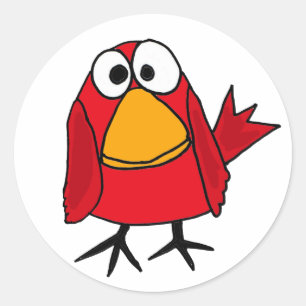 Pegatina Redonda AD: Funny Personalizado de pájaro cardinal triste