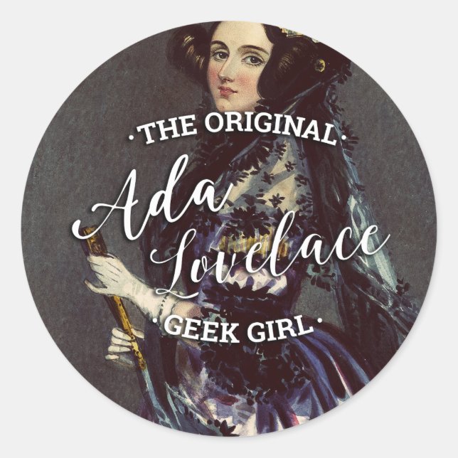 Pegatina Redonda Ada Lovelace - El Chica Geek Original (Anverso)