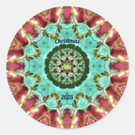 Pegatina Redonda ADA ~ NAVIDADES 2025 ~ ¡WOW! Oro verde rojo