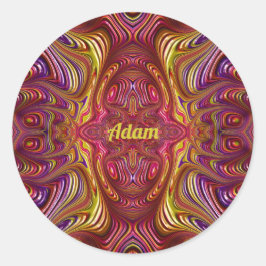 Pegatina Redonda ADAM ~ Diseño fractal multicolor ~ Roun clásico