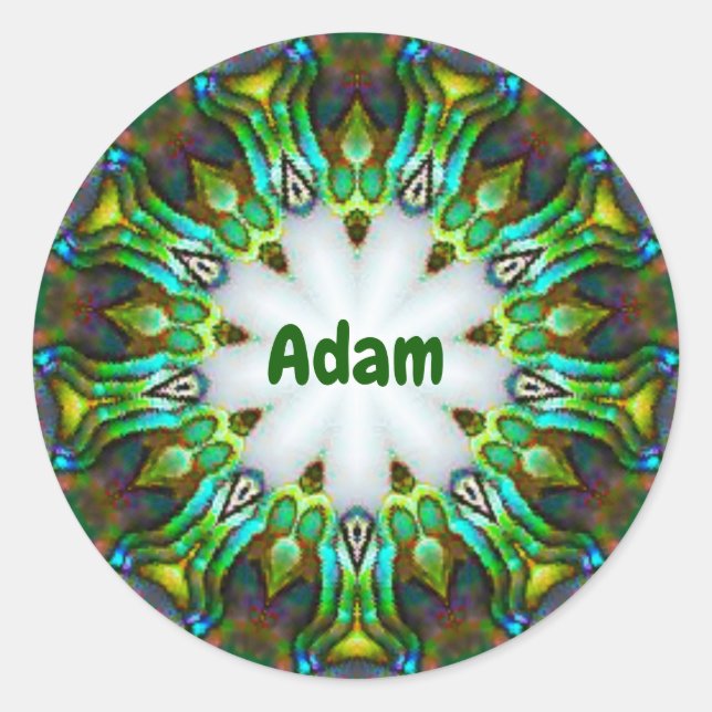 Pegatina Redonda ADAM ~ Fractal Paua Shell personalizado ~ (Anverso)